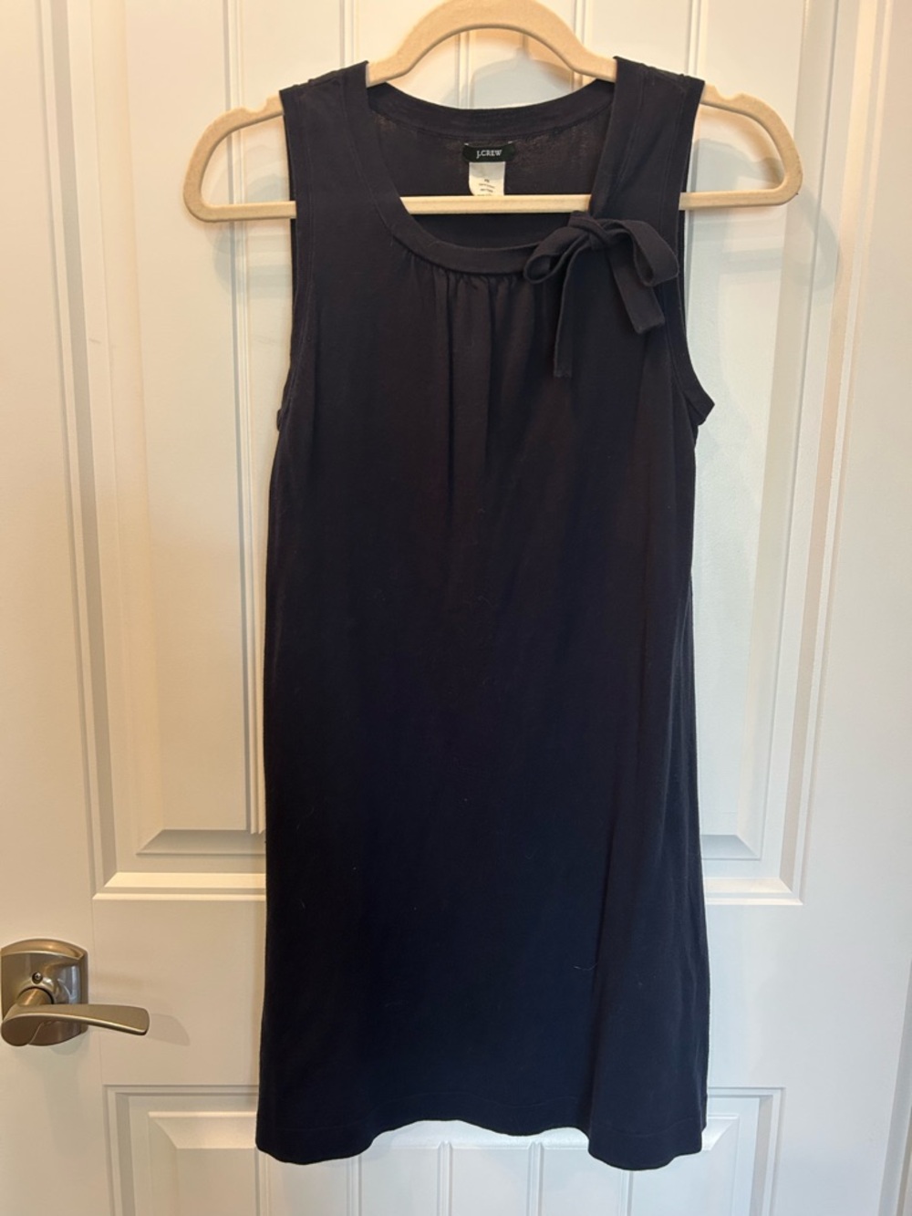 J. Crew Navy Sleeveless Shift Dress with Neck Bow